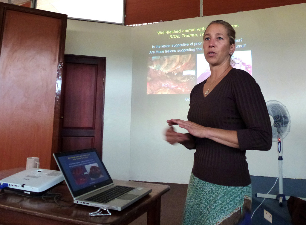 Dr. Tanja discusses disease pattern recognition during her wildlife pathology workshop.