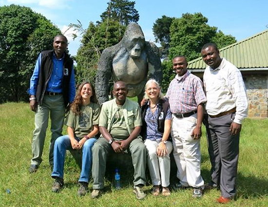 Dr. Kubala with staff members from the Gorilla Doctors and Radar Nishuli, Director of Kahuzi-Biega National Park.