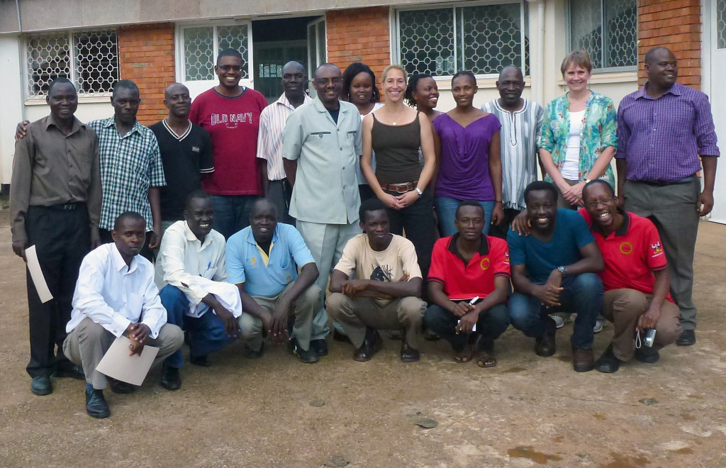 Dr. Tanja Zabka and Dale Smith with wildlife pathology students in Uganda.