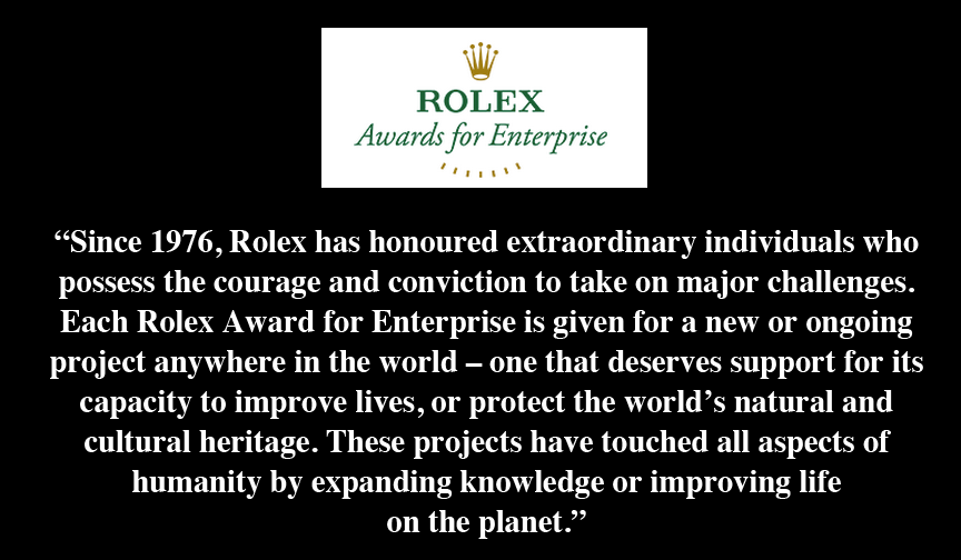 Dr. Olivier Named Finalist in ROLEX Awards for Enterprise